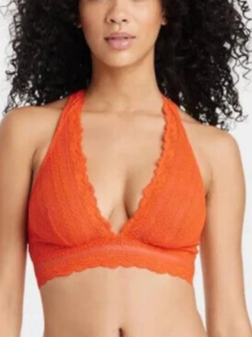 Auden Bright Orange High Apex Racerback Lace Bralette – XS